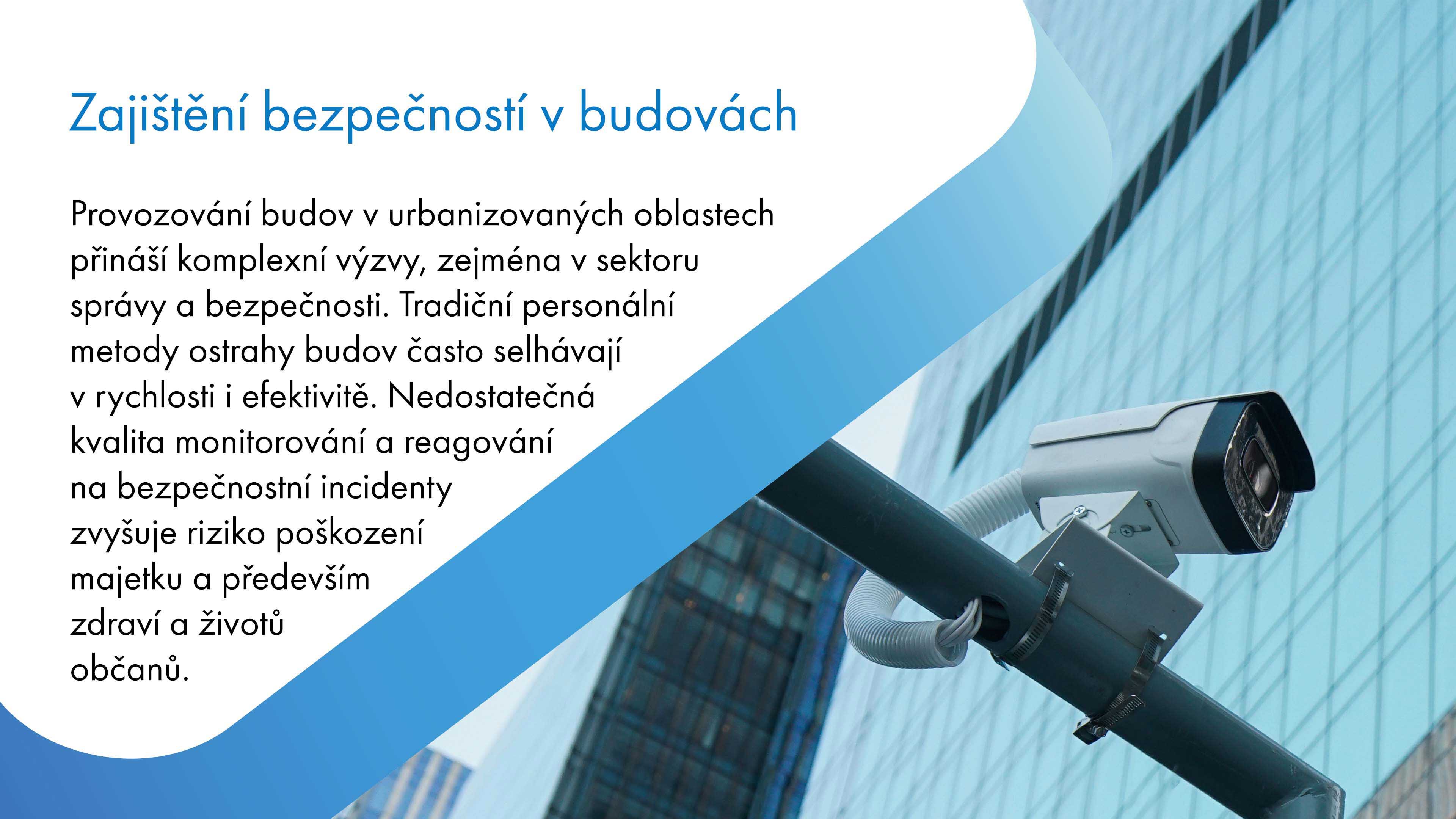 Provozování budov v urbanizovaných oblastech čelí komplexním výzvám v oblasti správy a bezpečnosti. Tradiční metody personální ostrahy budov často selhávají v rychlosti a efektivitě. Nedostatečné monitorování a reakce na bezpečnostní incidenty zvyšují riziko poškození majetku a ohrožení zdraví a života občanů.